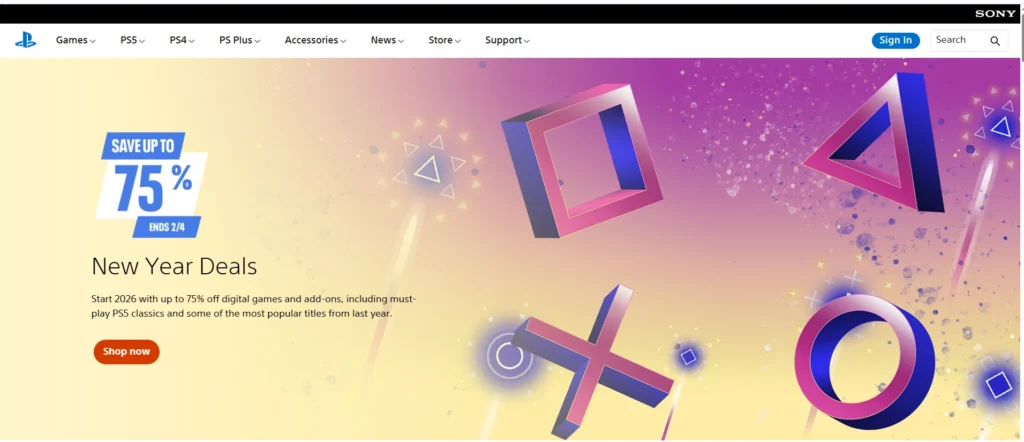 playstation - hero image in web design